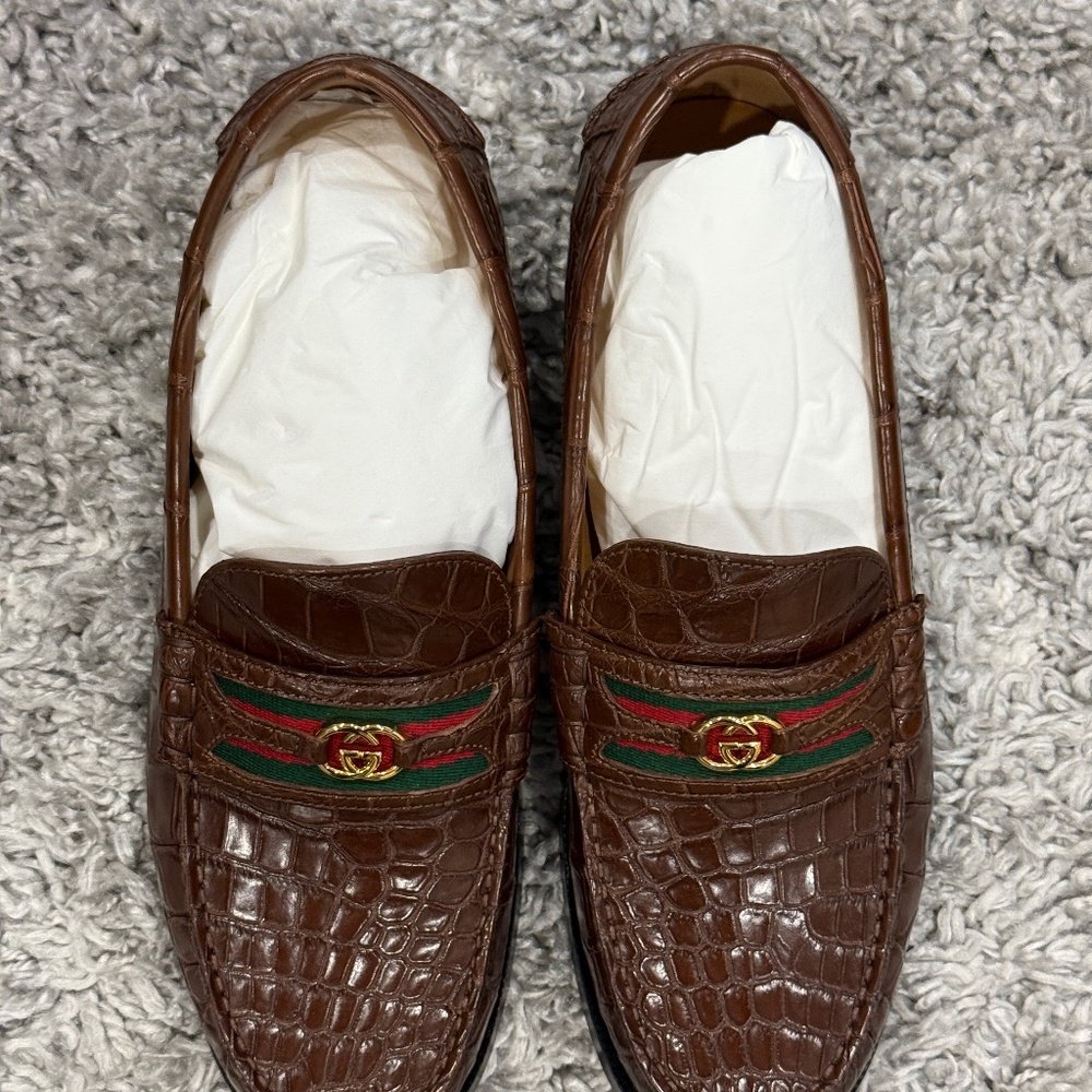 NEW Men’s Gucci Crocodile Loafers sz 10